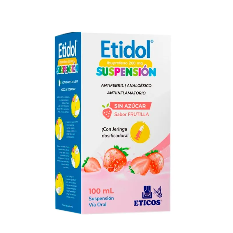 Etidol Ibuprofeno 200 mg/5 mL - Caja en Jarabe Suspensión 100 mL