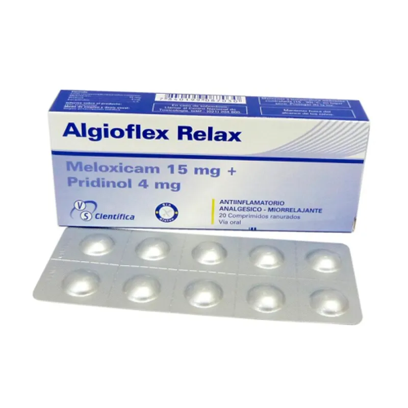 Algioflex Relax Meloxicam 15 mg + Pridinol 4 mg - Caja de 20 comprimidos ranurados