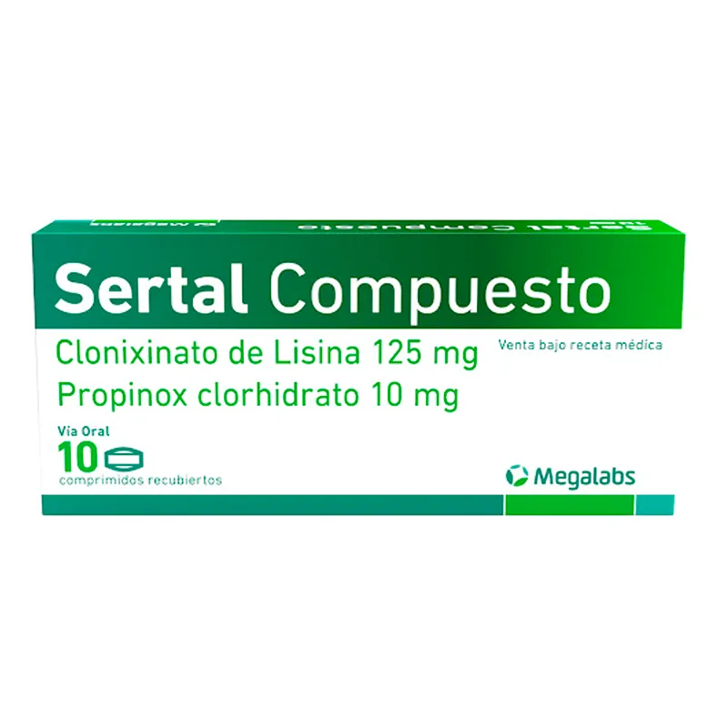 Sertal Compuesto Clonixinato de Lisina 125 mg - Caja de 10 Comprimidos Recubiertos