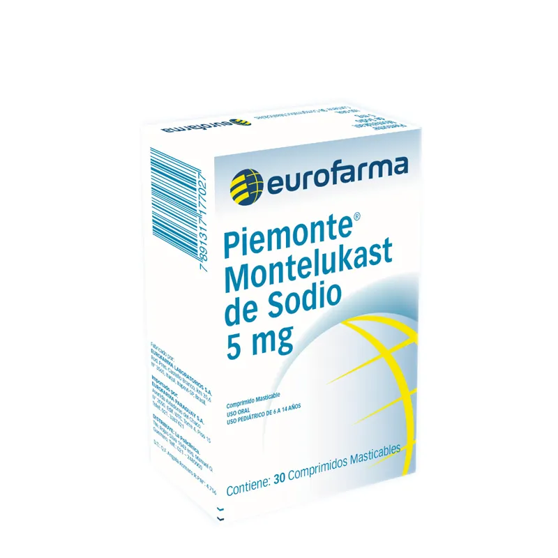 Piemonte Montelukast de Sodio 5 mg - Cont. 30 Comprimidos Masticables