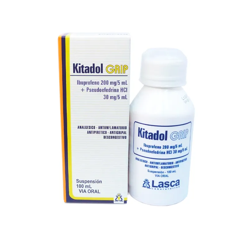 Kitadol Grip Ibuprofeno 200mg/5mL - Jarabe de 100 mL