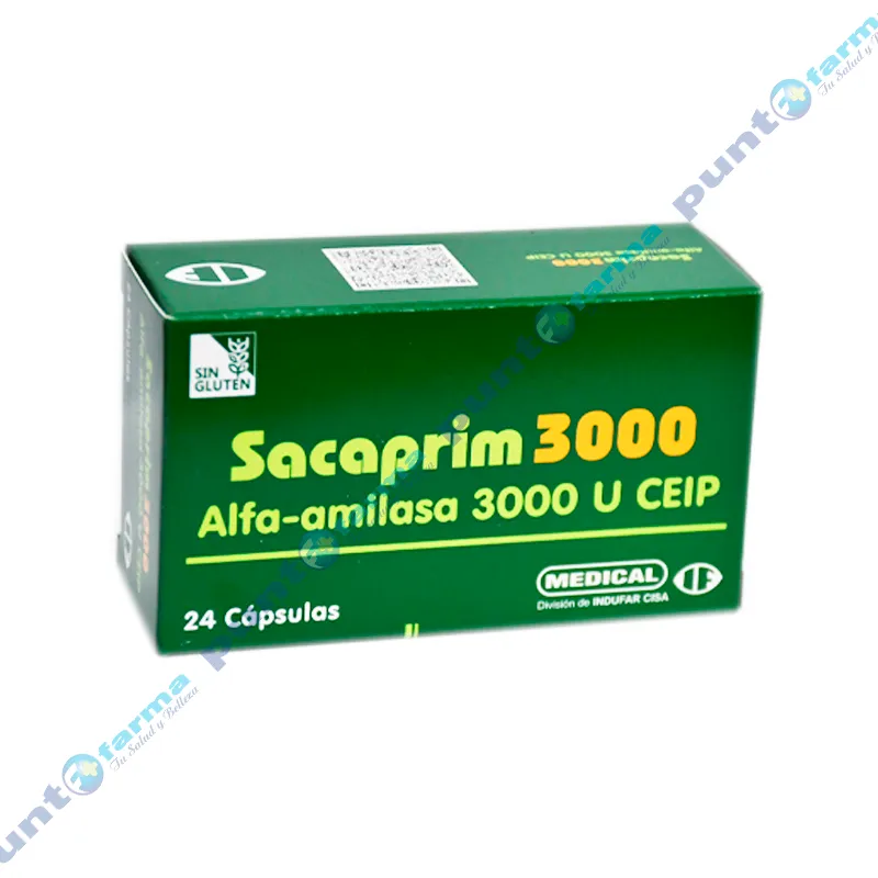 Sacaprim 3000 Alfa amilasa - Cont. 24 Cápsulas.