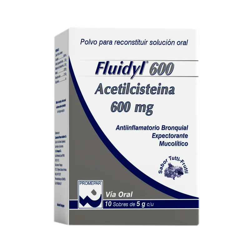 Fluidyl Acetilcisteína 600 mg - Cont. 10 sobres de 5g c/u