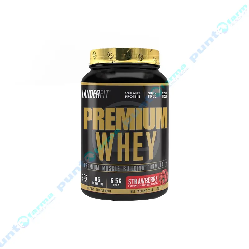 Premium Whey Straw Berry Landerfit – Cont. 936 gr