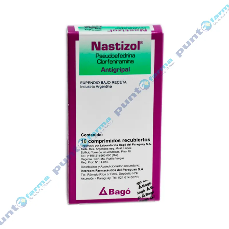 Nastizol Pseudoefedrina Clorfeniramina - Caja de 10 Comprimidos Recubiertos