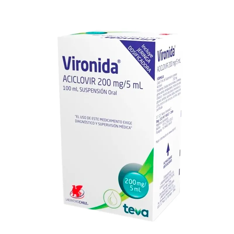 Vironida 200 - Aciclovir 200 mg - Suspensión Oral de 100mL