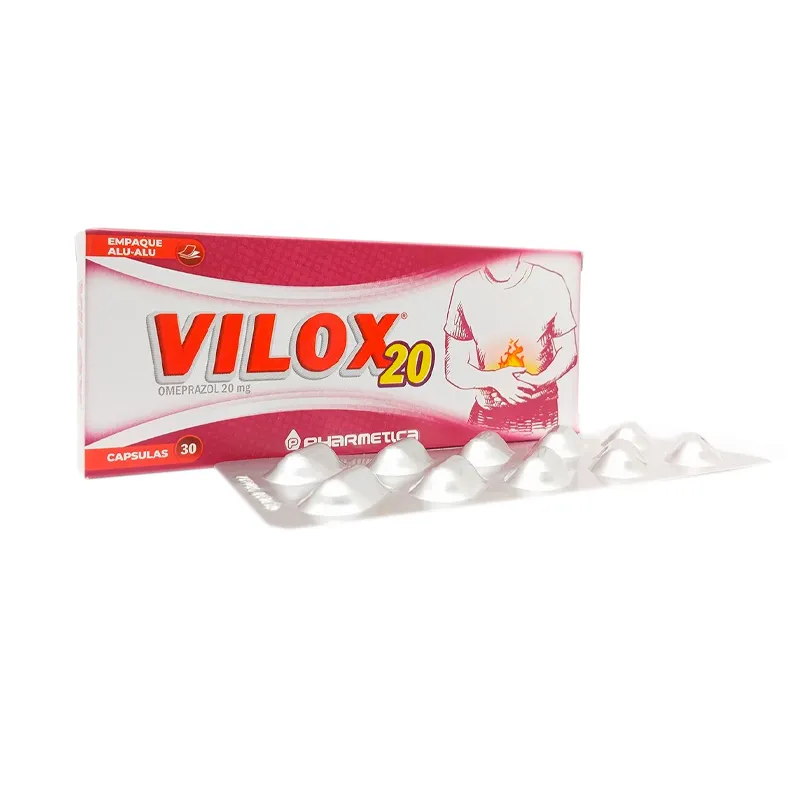 Vilox Omeprazol 20 mg - Caja de 30 Cápsulas
