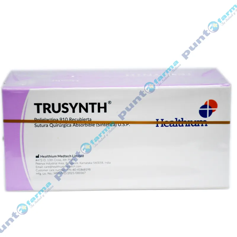 Trusynth Poliglactina Recubierta Sutura Quirurgica Absorbible - Caja de 12 Unidades
