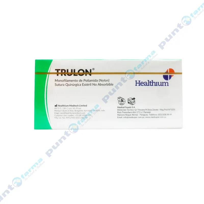Trulon Sutura Quirurgica 75 cm 24 mm 3/8 Círculo Cortante Nylon - Cont.12 unidades