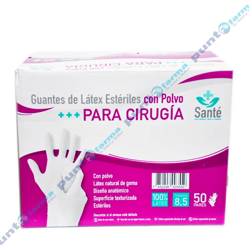 Guantes de Latex Esteriles Con Polvo 8,5 Sante - Caja de 50 Unidades