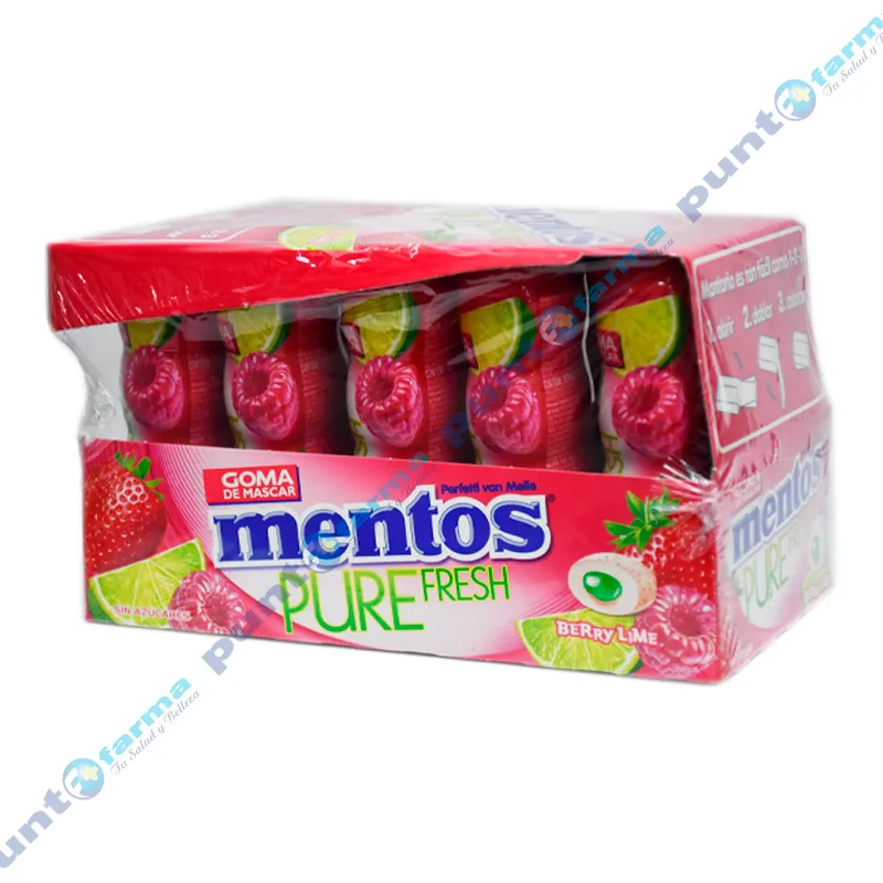 Goma de Mascar Dietetica Mentos Pure Fresh - Caja por 10 Unidades