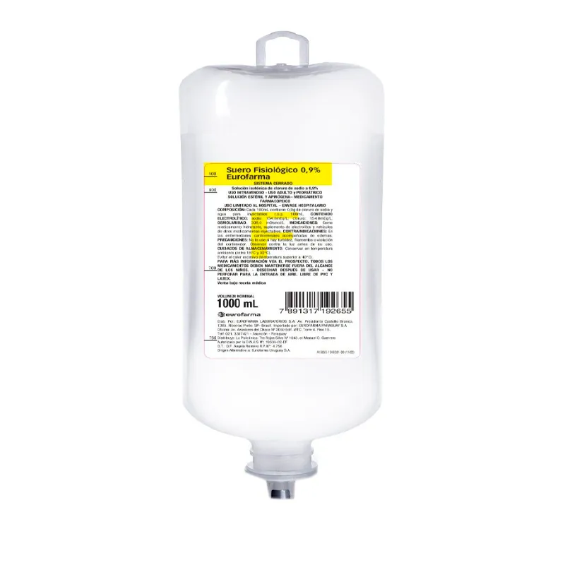 Suero Fisiologico 0,9% Eurofarma -1000 mL
