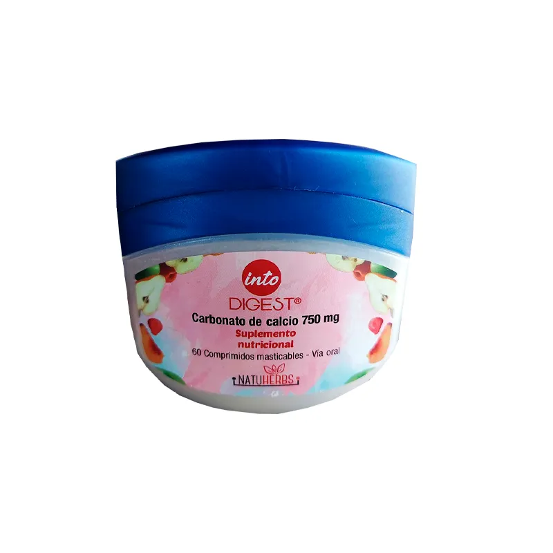 Intodigest Carbonato de Calcio 750 mg - Cont. 60 Comprimidos Masticables