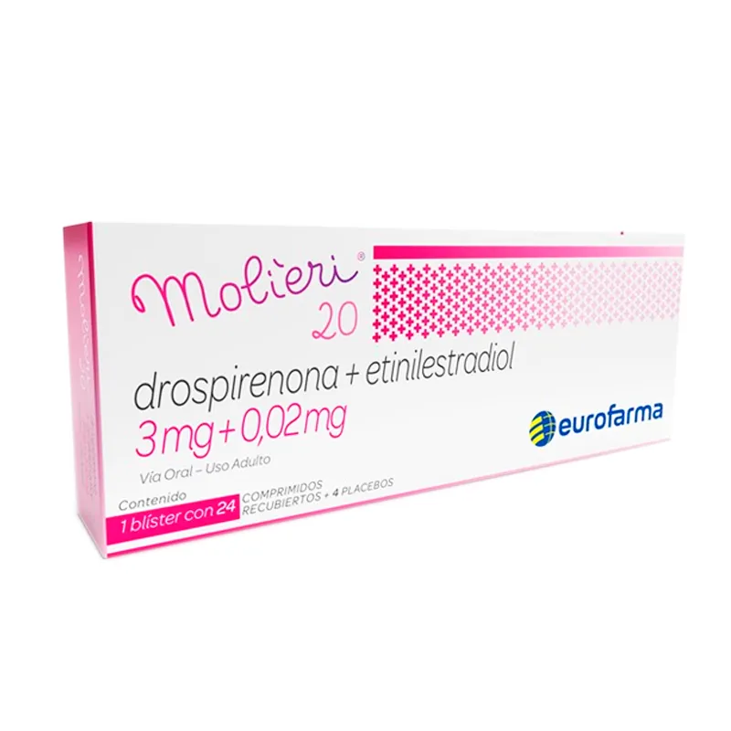 Molieri 20 Drospirenona + Etinilestradiol 3mg+ 0,02 mg - Cont. 28 Comprimidos