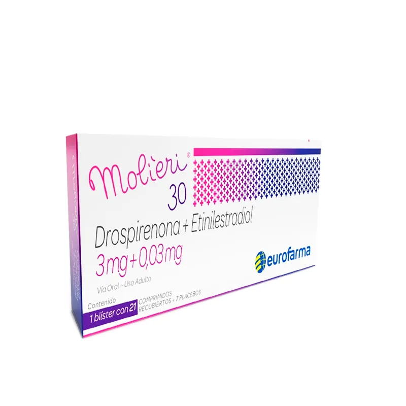 Molieri 30 Drospirenona + Etinilestradiol 3mg+ 0,03 mg - Cont. 28 Comprimidos