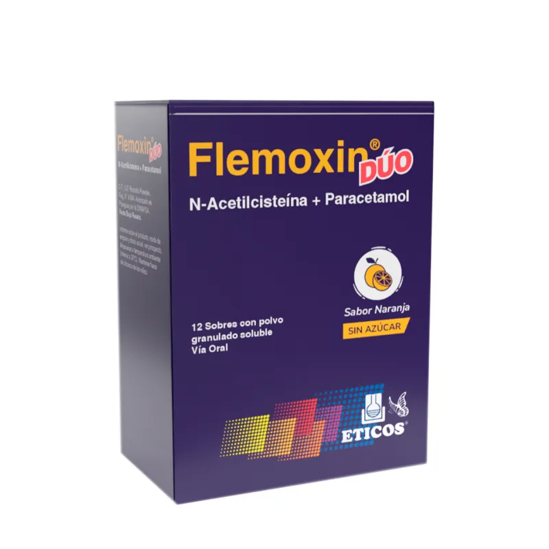 Flemoxin Duo N-Acetilsteina 200 mg Paracetamol 500 mg - Caja de 12 Sobres