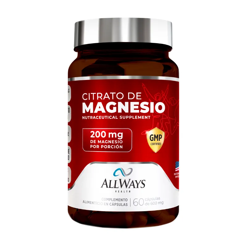 Suplemento Nutricional Citrato de Magnesio Allways Health - Cont.60 Capsulas