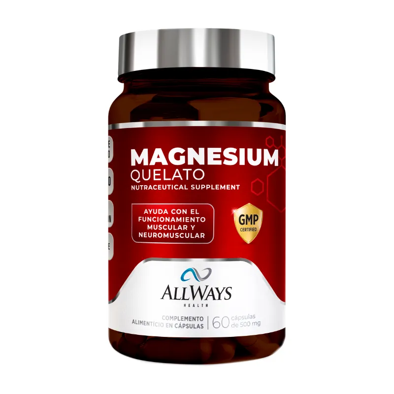 Suplemento Nutricional Magnesium Quelato Allways Health - Cont. 60 Capsulas