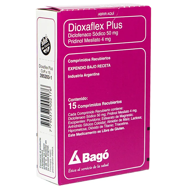 Dioxaflex Plus - Diclofenac / Pridinol - Caja con 15 comprimidos recubiertos