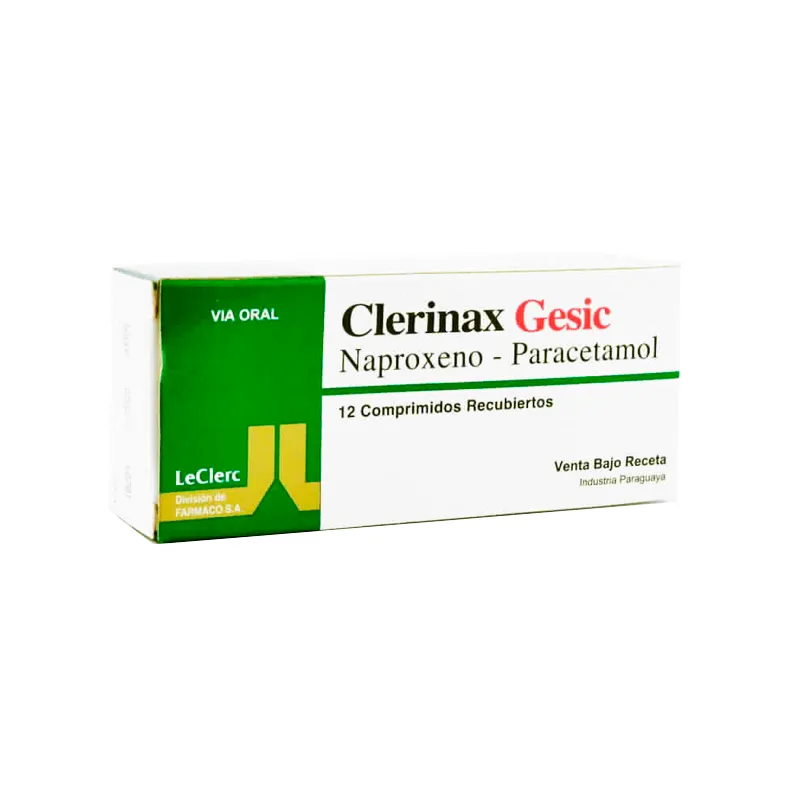 Clerinax Gesic Naproxeno - Paracetamol - Caja de 12 comprimidos recubiertos