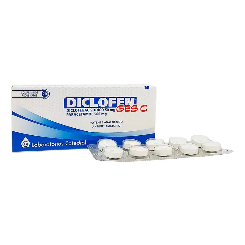Diclofen Gesic Diclofenac Sodico 50 mg - Caja de 20 comprimidos recubiertos