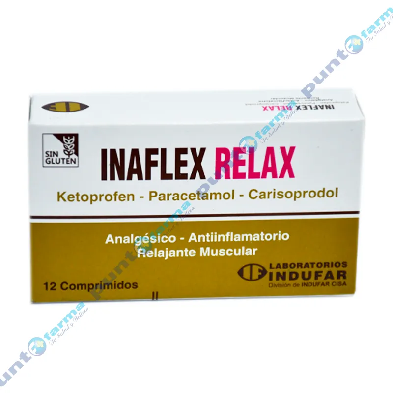 Inaflex Relax Ketoprofen Paracetamol Carisoprodol- Contiene 12 Comprimidos.