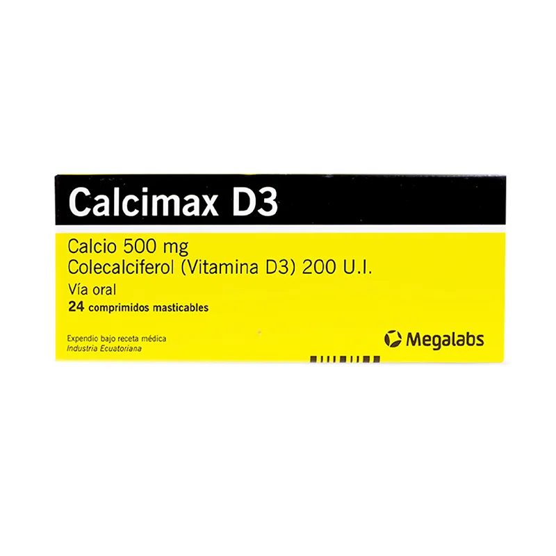 Calcimax D3 Calcio 500 mg Colecalciferol - Caja de 24 comprimidos