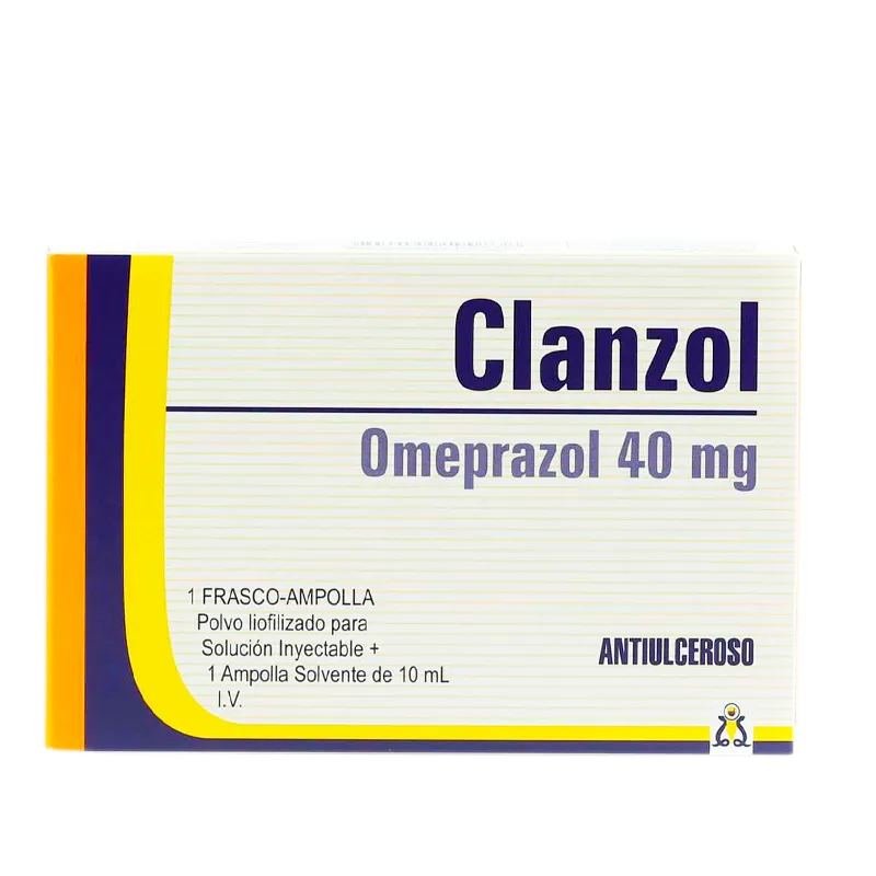 Clanzol Omeprazol 40 mg - Caja de 1 Frasco de Ampolla