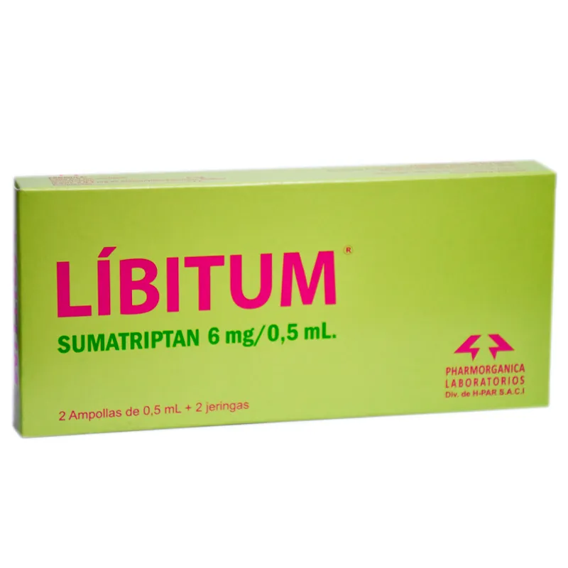 Líbitum Sumatriptan 6 mg / 0,5 mL - Caja de 2 Ampollas +2 Jeringas