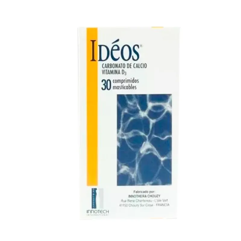 Ideos Carbonato de Calcio Vitamina D3 - Caja de 30 Comprimidos Masticables