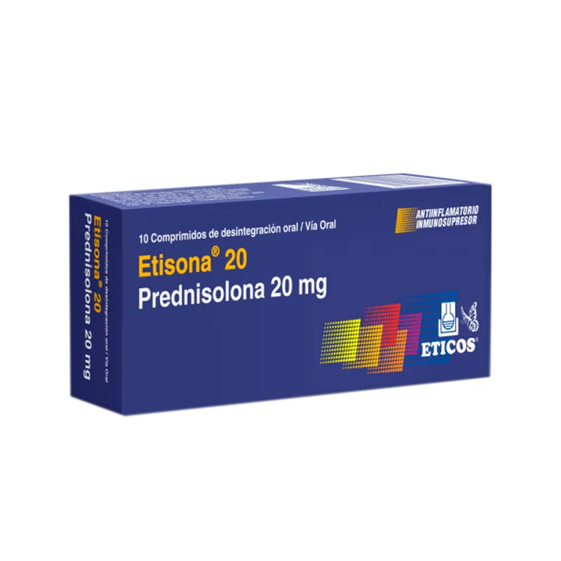 Etisona Prednisolona 20 mg - Caja de 10 Comprimidos