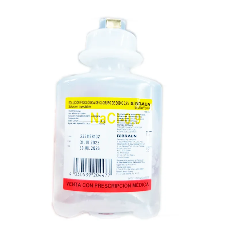 Suero Fisiologico Ecoflac 0,9% Solución Inyectable - Frasco x 100 mL
