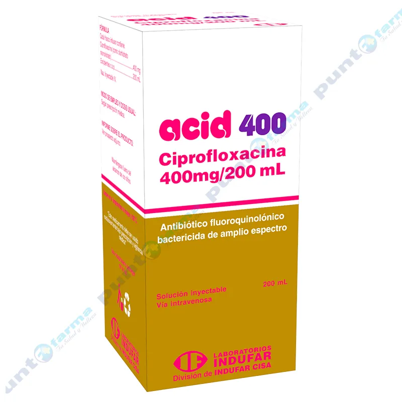 Acid Ciprofloxacina 400 mg Solución Inyectable - 200 mL