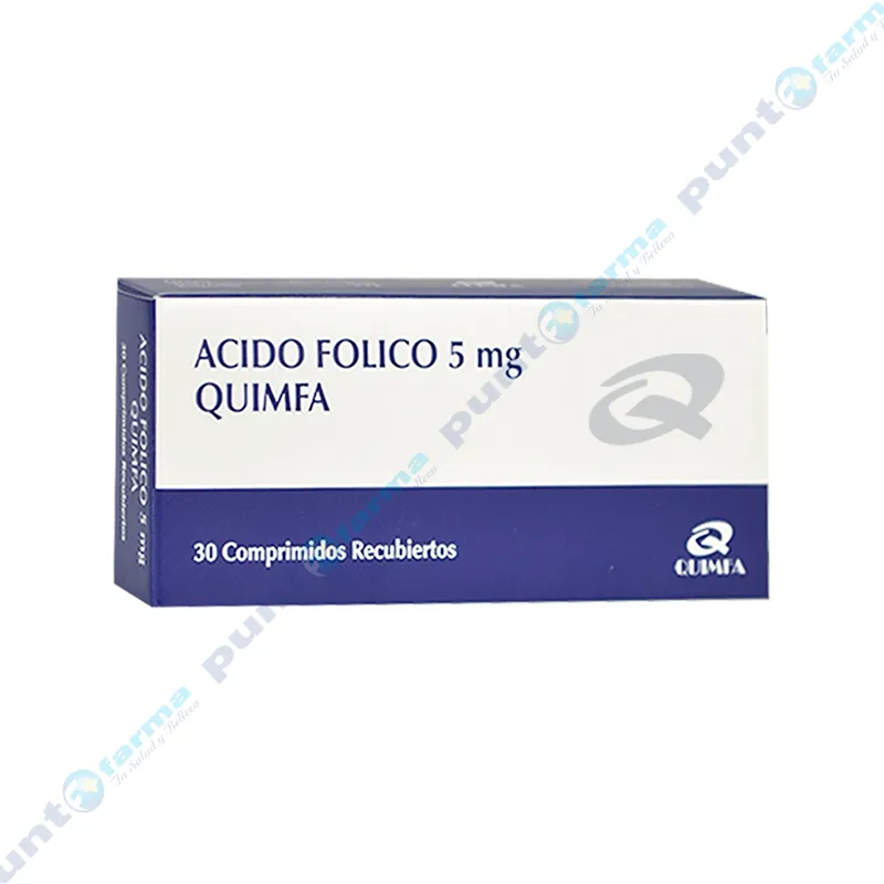 Ácido Fólico 5 mg - Caja de 30 Comprimidos Recubiertos