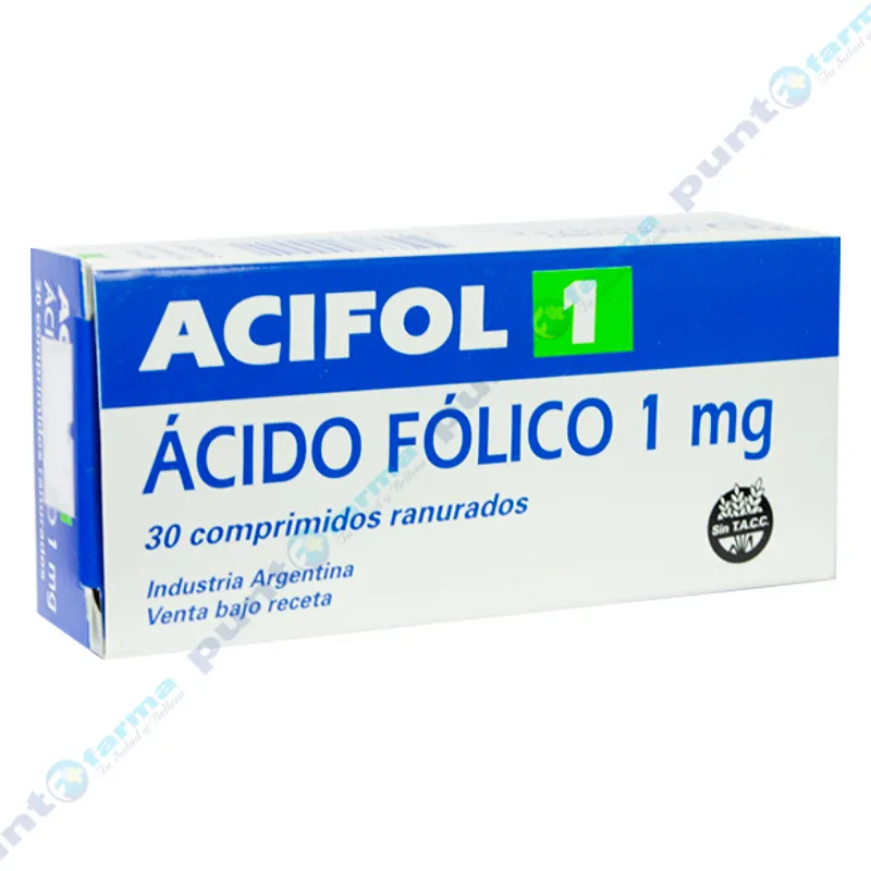Acifol 1 Ácido Fólico 1 mg - Caja de 30 comprimidos ranurados