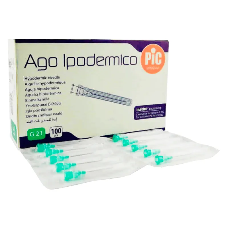 Aguja hipodermica Ago Ipodermico 21G - Contiene 100 piezas