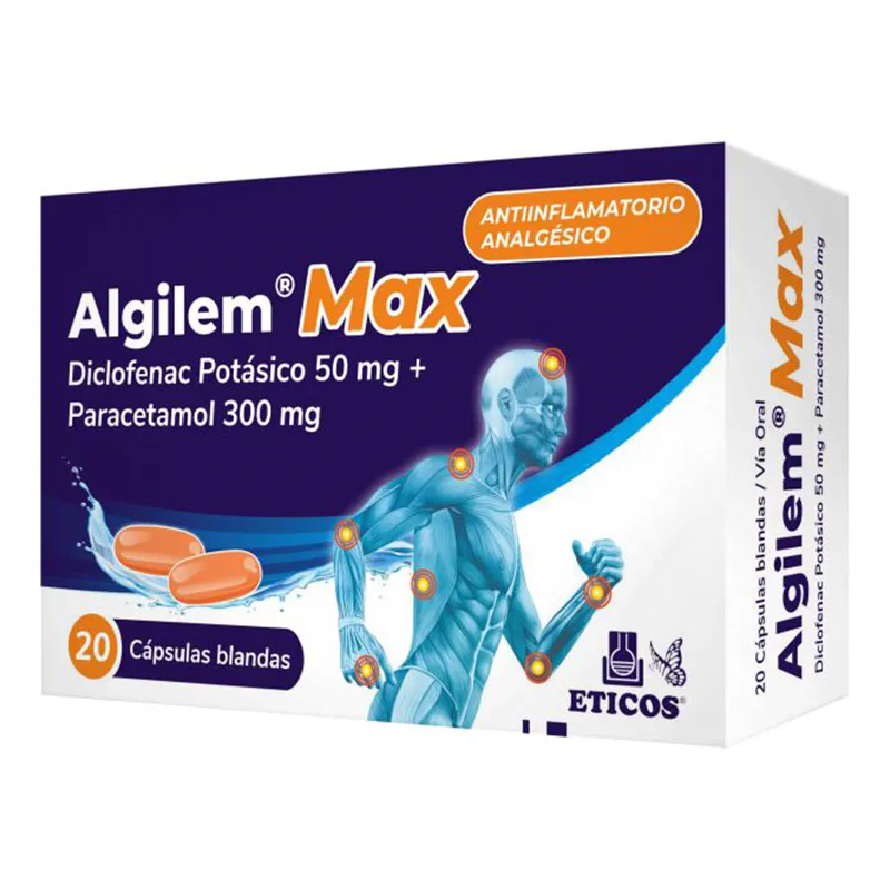 Algilem Max Diclofenac Potásico - Caja de 20 cápsulas