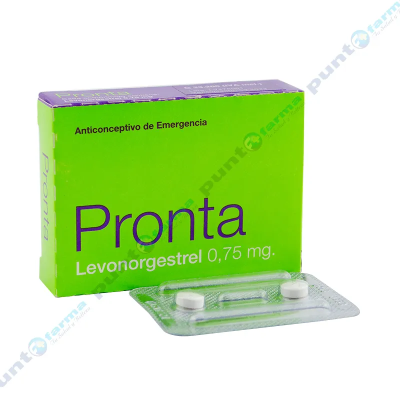 Anticonceptivo de Emergencia Levonorgestrel 0,75 mg Pronta - Cont. 2 Comprimidos
