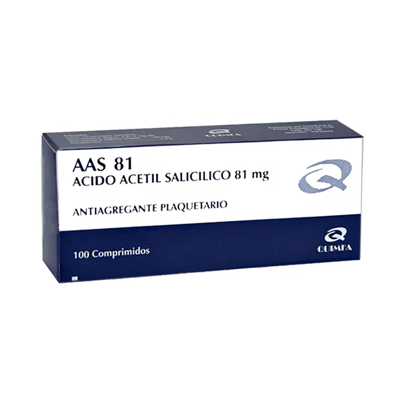 AAS 81 Acido acetil salicilico 81mg - Caja de 100 comprimidos