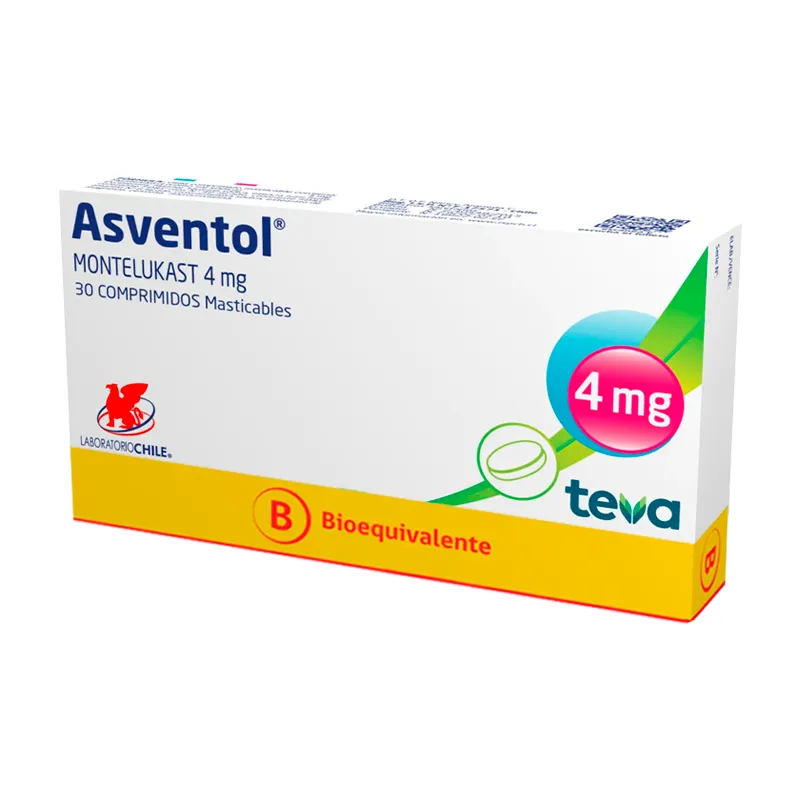 Asventol Montelukast 4 mg - Cont. 30 comprimidos masticables