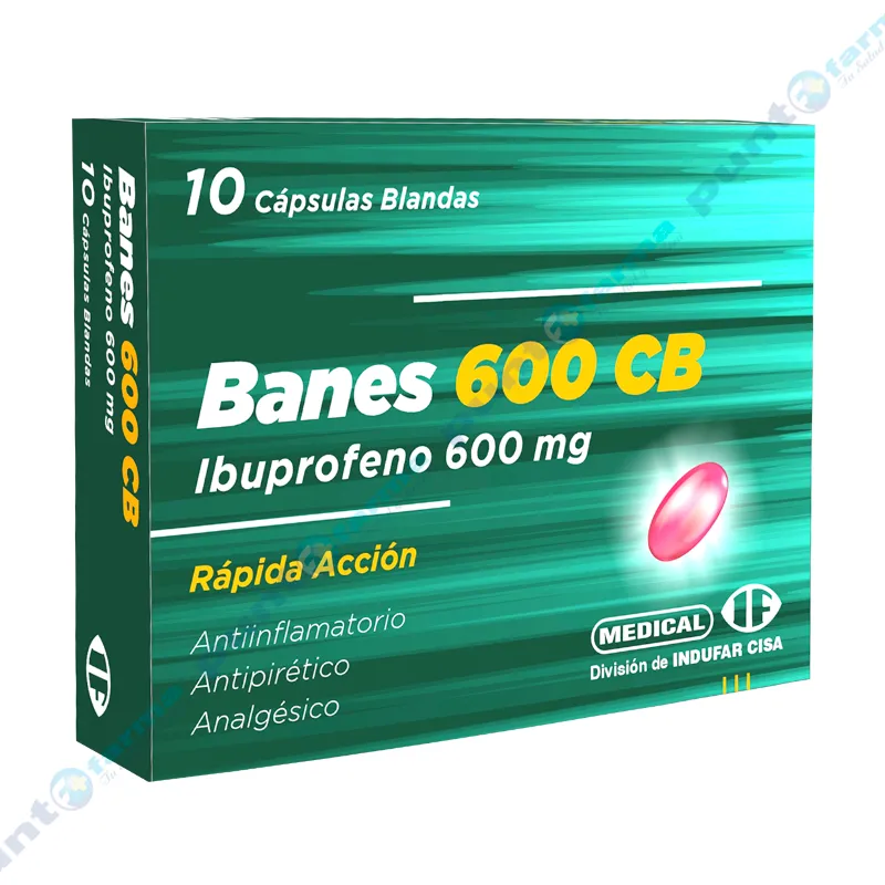 Banes 600 CB Ibuprofeno 600 mg - Cont. 10 Cápsulas Blandas.
