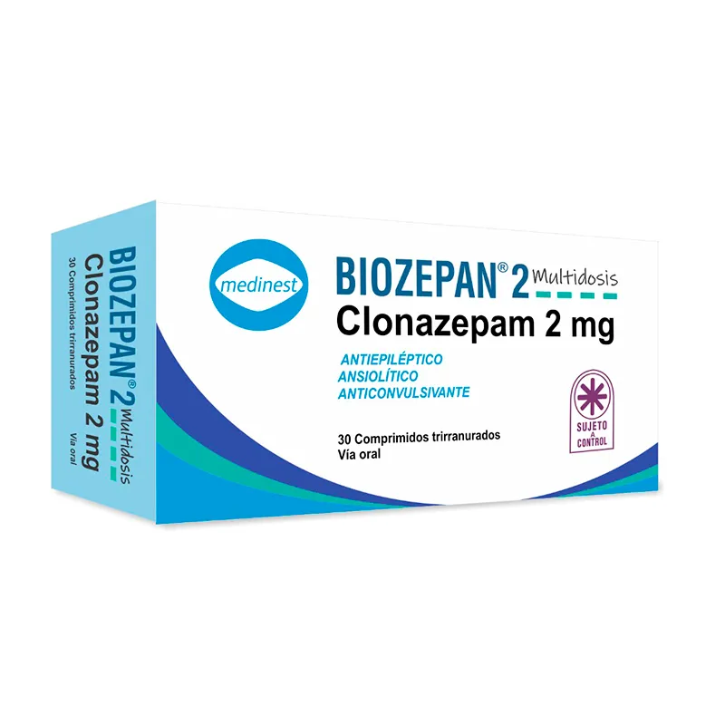 Biozepan Clonazepam 2mg - Caja de 30 comprimidos trirranurados