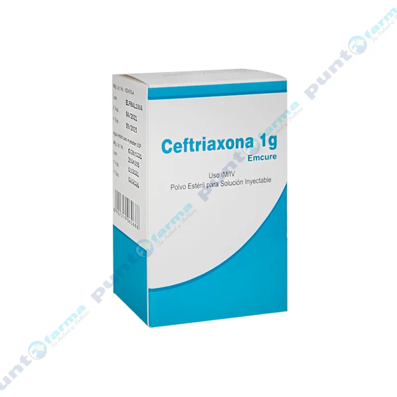 Ceftriaxona Emcure 1 g - Cont 1 polvo esteril para solución inyectable