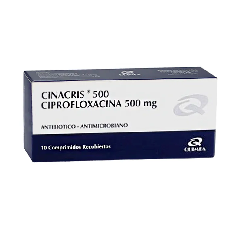 Cinacris 500 Ciprofloxacina 500 mg - Caja de 10 Comprimidos