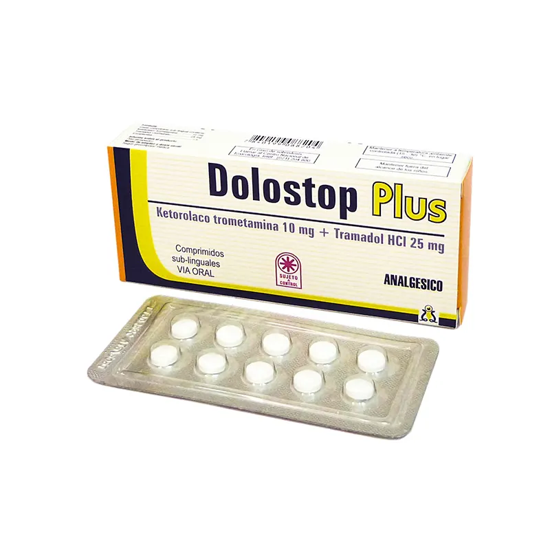 Dolostop Plus - Ketorolac Trometamina 10 mg Tramadol HCI 25 mg - Cont. 20 comprimidos sublinguales