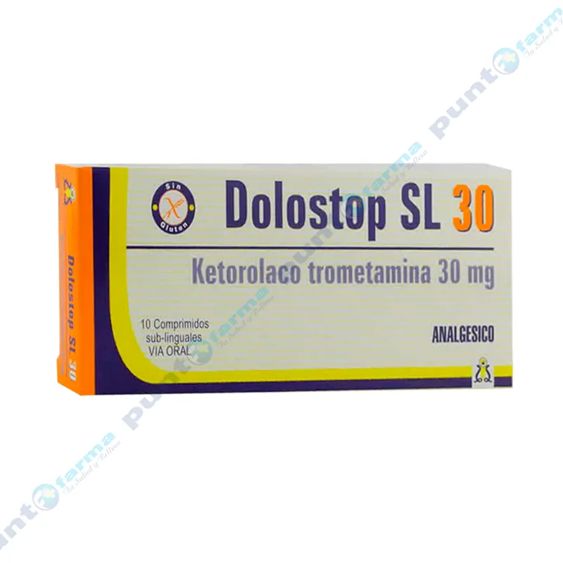 Dolostop SL 30 Ketorolaco Trometamina 30 mg - Caja de 10 Comprimidos Sublinguales