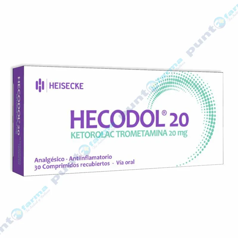 Hecodol Ketorolac 20 mg - Caja de 30 comprimidos