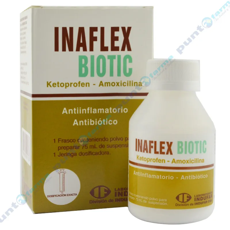 Inaflex Biotic Ketoprofen + Amoxicilina - Suspension oral de 75 ml