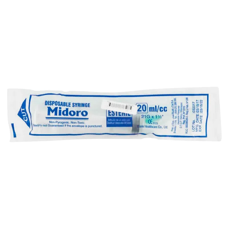 Jeringa Azul Slip Midoro - Cont. 1 undad de 20 mL