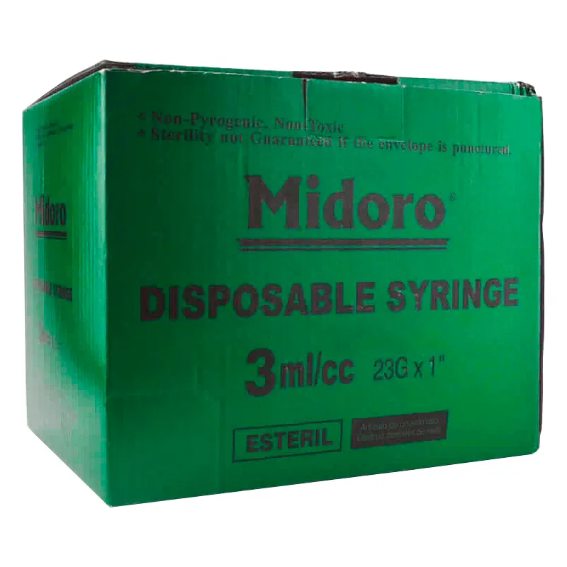 Jeringa Verde Lock Midoro - Cont. 100 piezas de 3mL